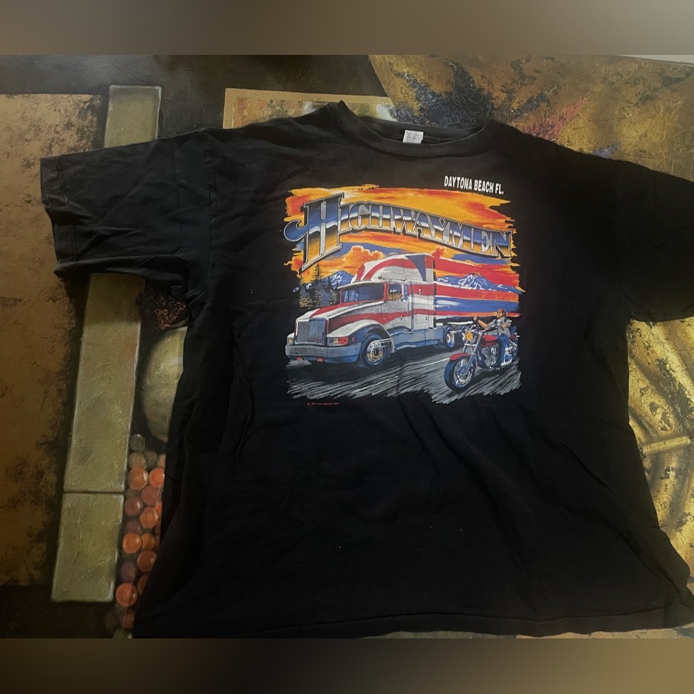 Vintage Highwaymen Trucker Biker 18-wheeler Motorcycle T-shirt Daytona Beach XL